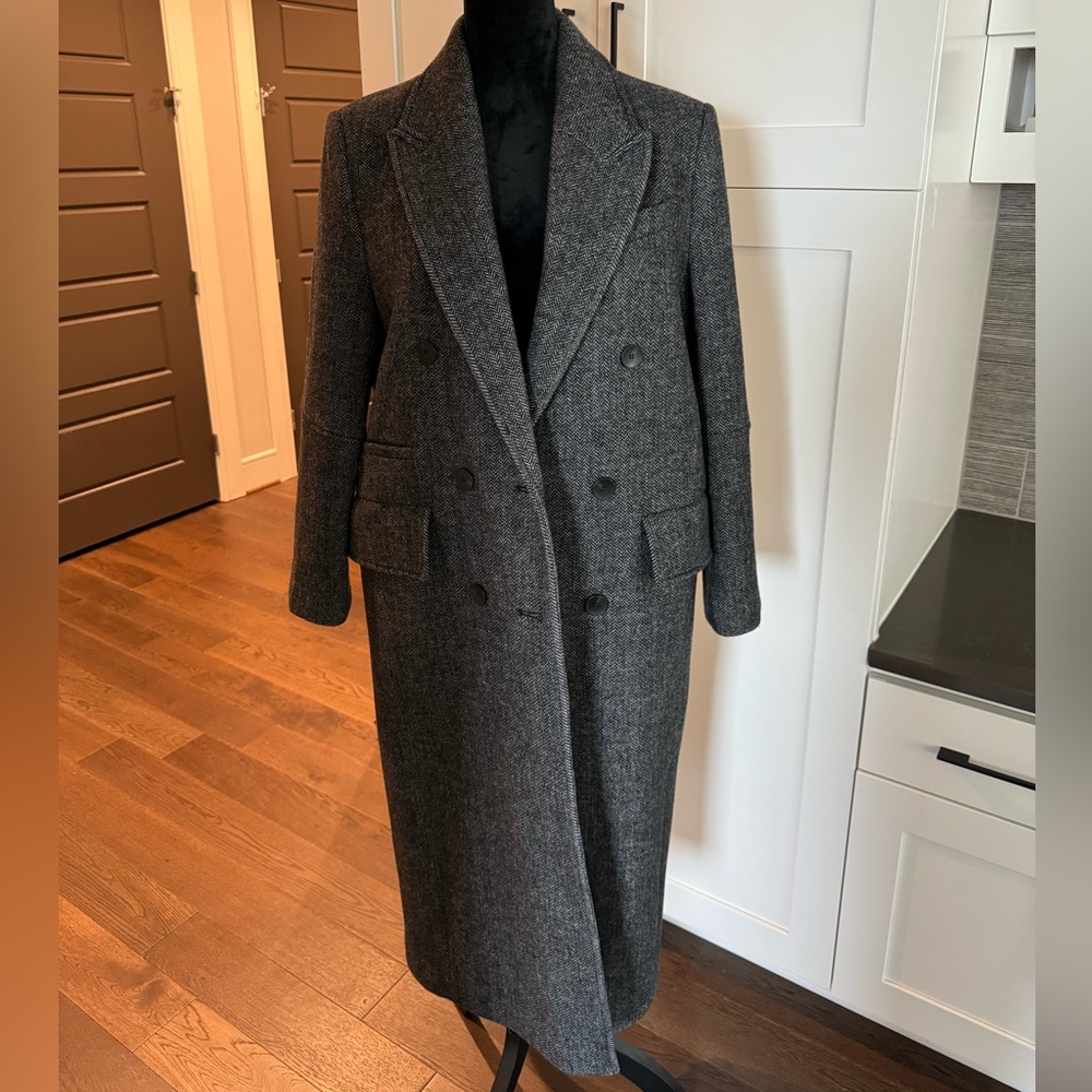 ZARA GRAY LONG WOOL COAT